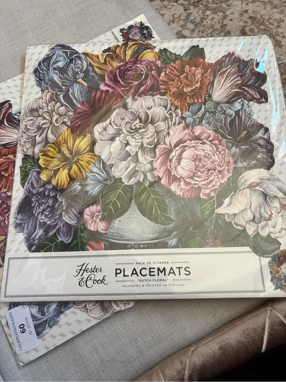 Hester & Cook Dutch Floral Paper Placemats 12-Pack NIP Botanical Table Decor